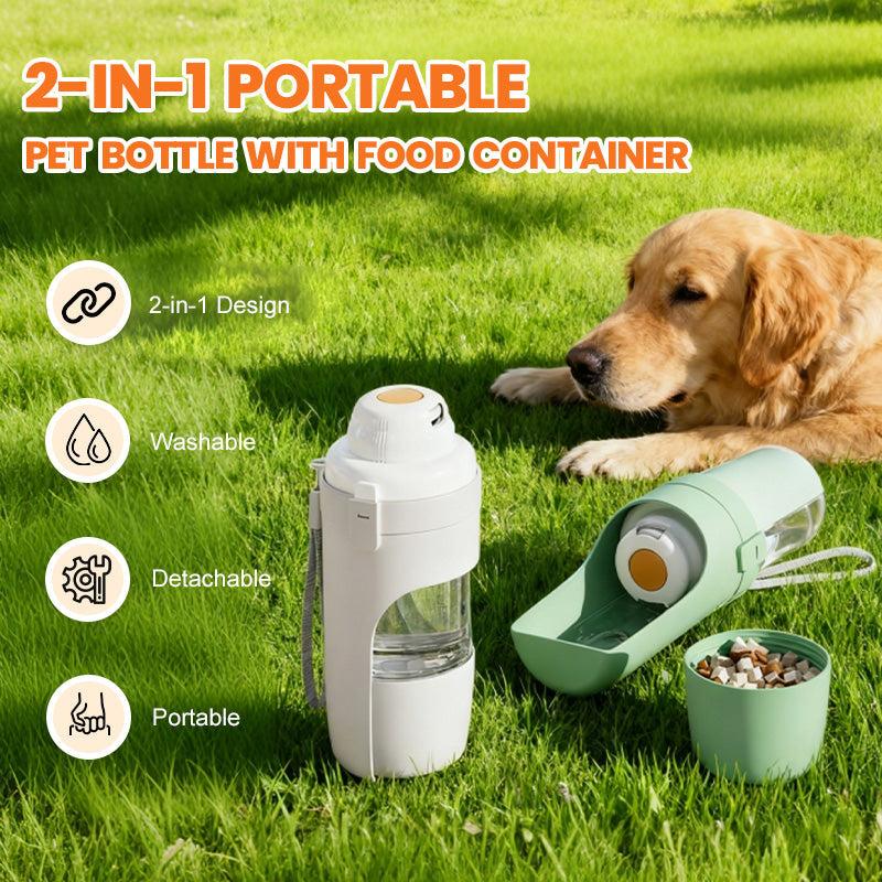 PetGo™ 2 em 1 – Garrafa de Água e Alimentador Portátil para Cães e Gatos