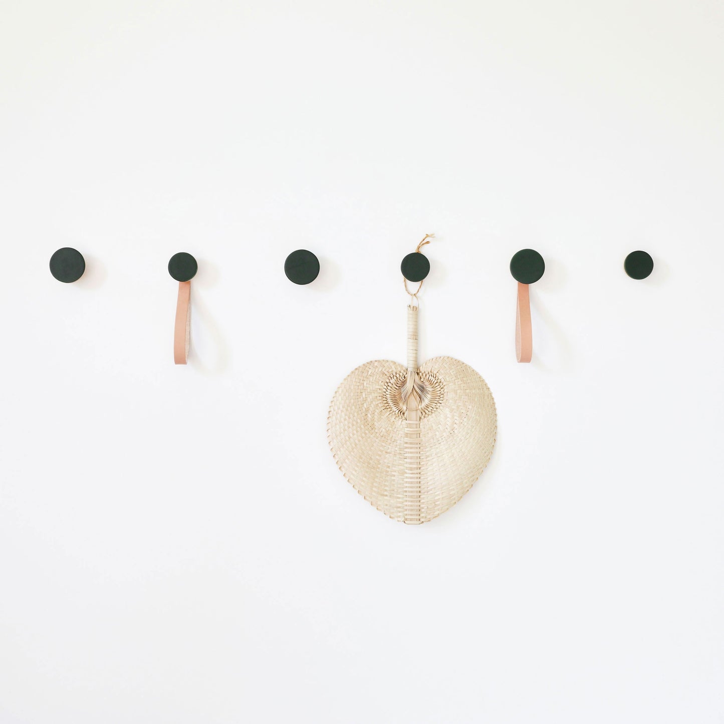 Round Beech Wood & Ceramic Wall Mounted Coat Hook / Knob - Dark Green