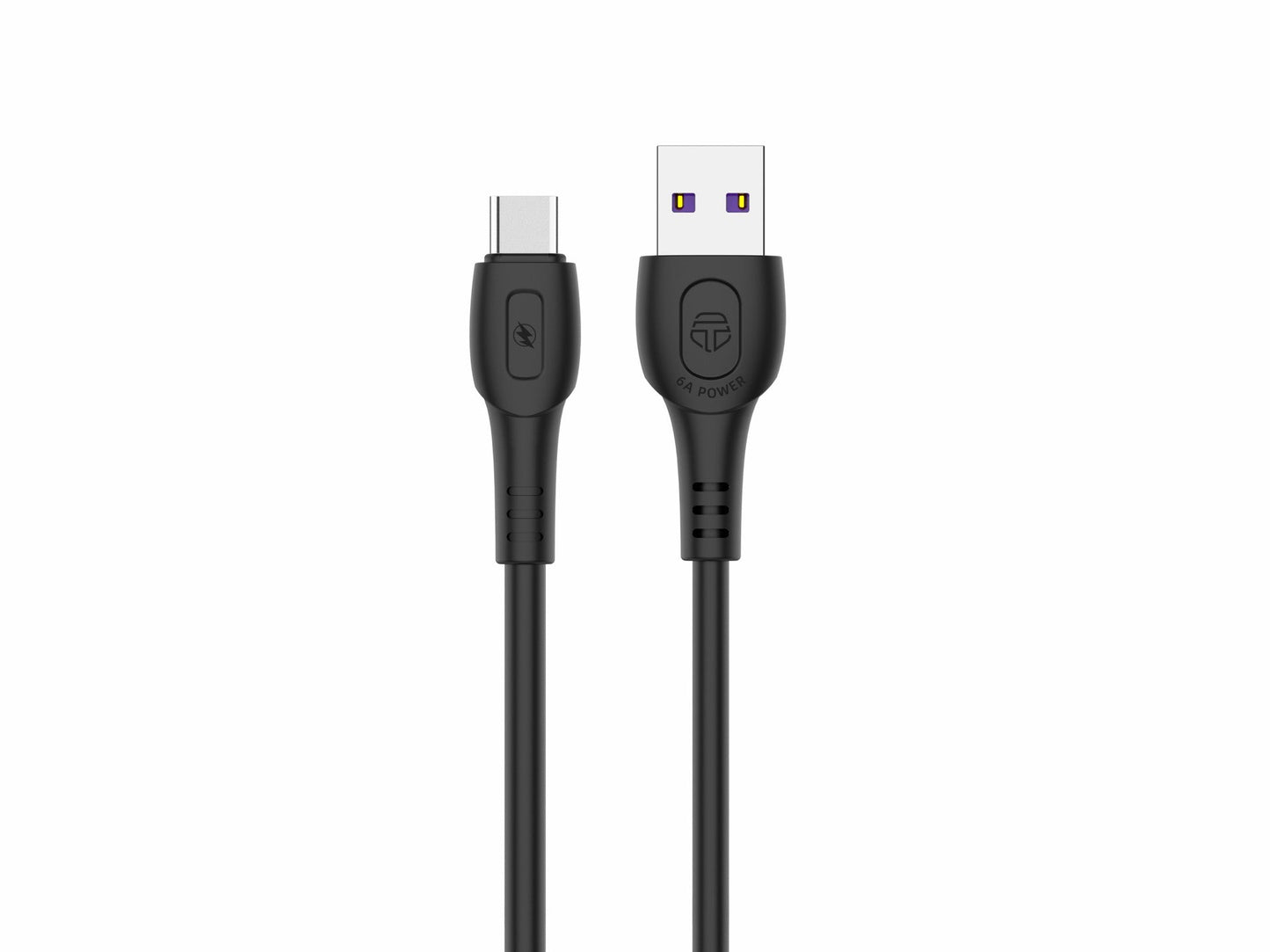 Techancy Cabo De Dados De Carregamento Super-Rápido 6A Preto TB1729, Porta Usb-Tipo-C, 1 M De Comprimento, Carregamento Rápido