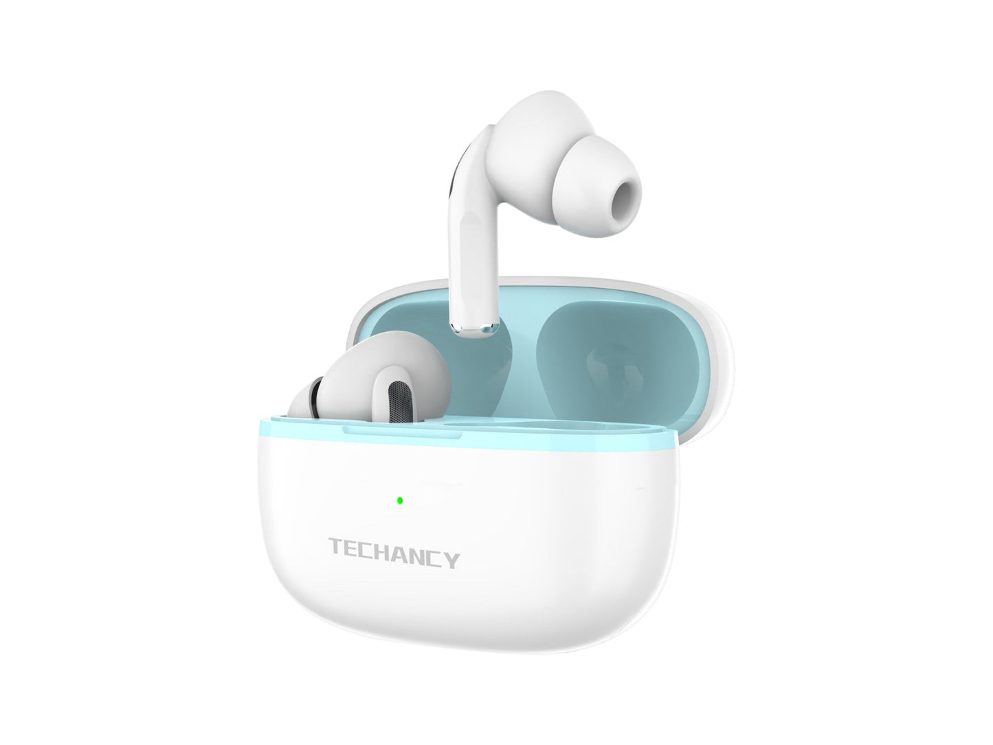 Techancy Auriculares TWS KP2714 Bluetooth 5.3 ligação 10m USB-C 4h de autonomia som nítido confortável cor branca